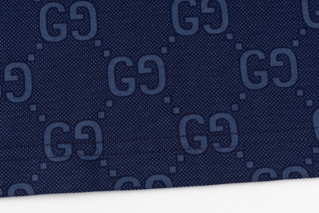 GUCCI 2024 Spring/Summer Double-G Monogram Stripe Panel Retro-Inspired Polo Shirt White M-3XL