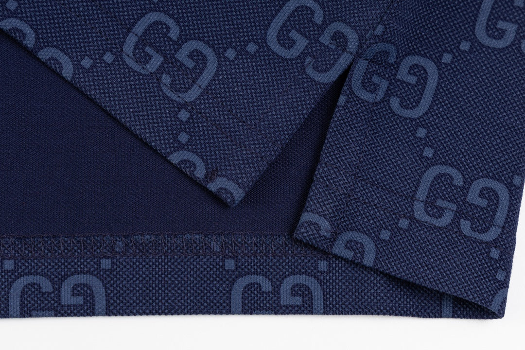 GUCCI 2024 Spring/Summer Double-G Monogram Stripe Panel Retro-Inspired Polo Shirt White M-3XL