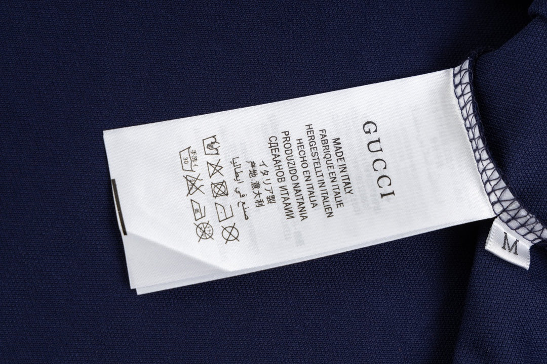 GUCCI 2024 Spring/Summer Double-G Monogram Stripe Panel Retro-Inspired Polo Shirt White M-3XL
