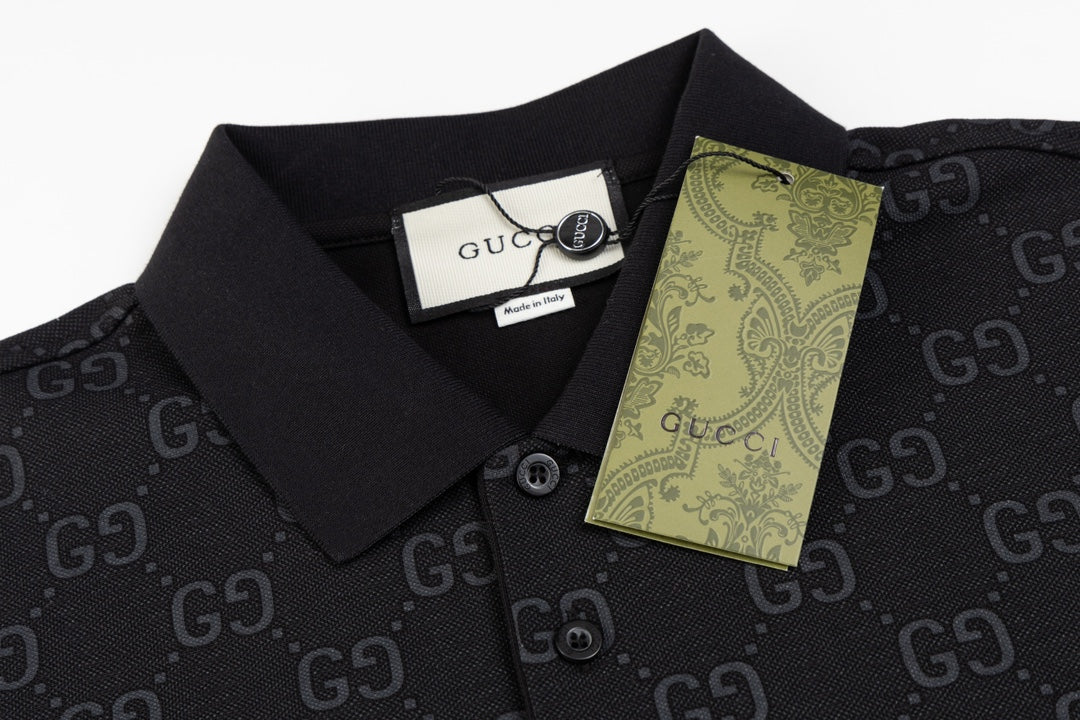 GUCCI 2024 Spring/Summer Double-G Monogram Stripe Panel Retro-Inspired Polo Shirt White M-3XL