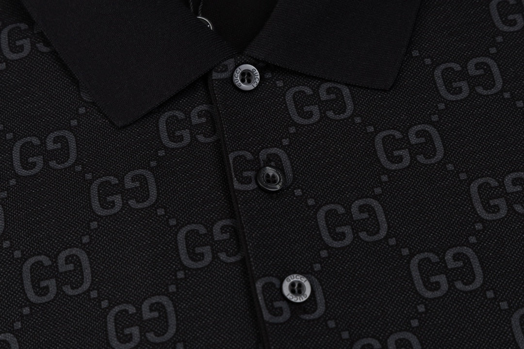 GUCCI 2024 Spring/Summer Double-G Monogram Stripe Panel Retro-Inspired Polo Shirt White M-3XL