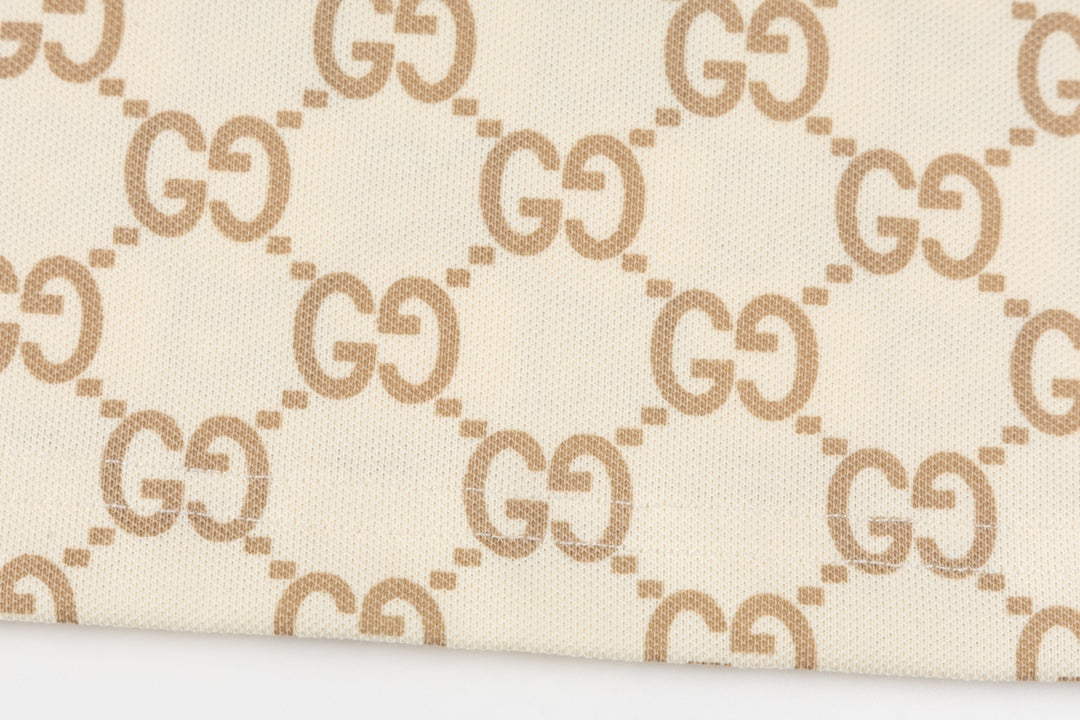 GUCCI 2024 Spring/Summer Double-G Monogram Stripe Panel Retro-Inspired Polo Shirt White M-3XL