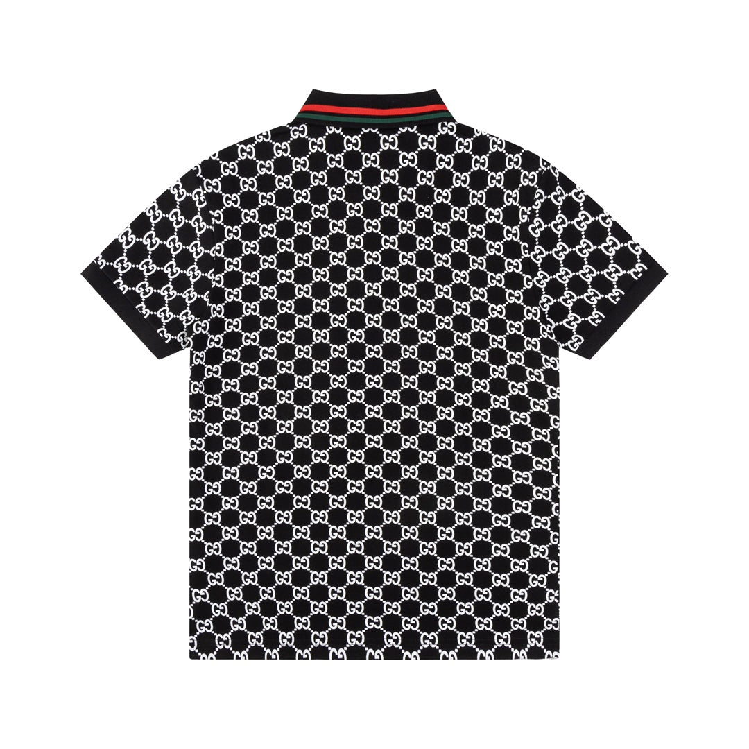 GUCCI 2024 Spring/Summer Double-G Monogram Stripe Panel Retro-Inspired Polo Shirt White M-3XL