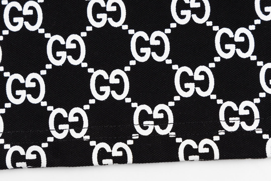 GUCCI 2024 Spring/Summer Double-G Monogram Stripe Panel Retro-Inspired Polo Shirt White M-3XL