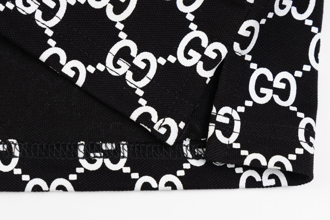 GUCCI 2024 Spring/Summer Double-G Monogram Stripe Panel Retro-Inspired Polo Shirt White M-3XL