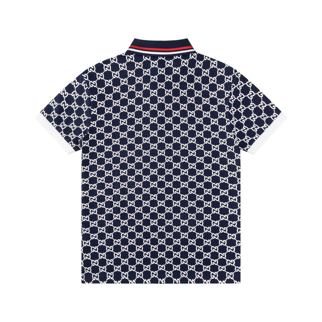GUCCI 2024 Spring/Summer Double-G Monogram Stripe Panel Retro-Inspired Polo Shirt White M-3XL