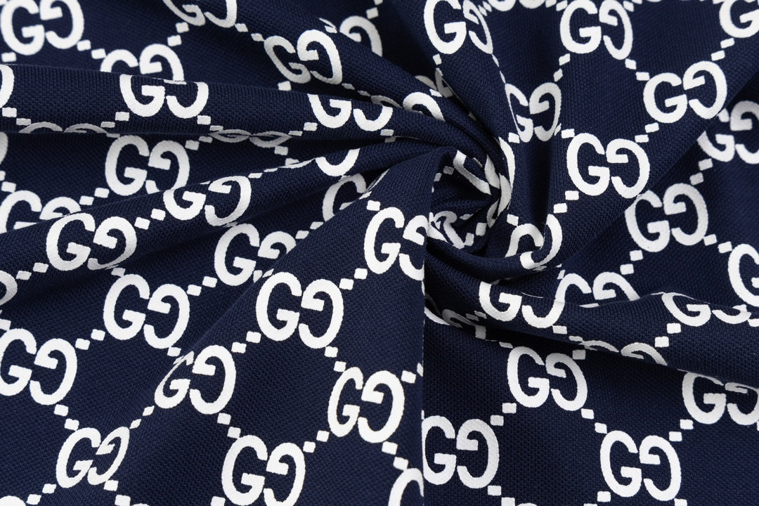 GUCCI 2024 Spring/Summer Double-G Monogram Stripe Panel Retro-Inspired Polo Shirt White M-3XL