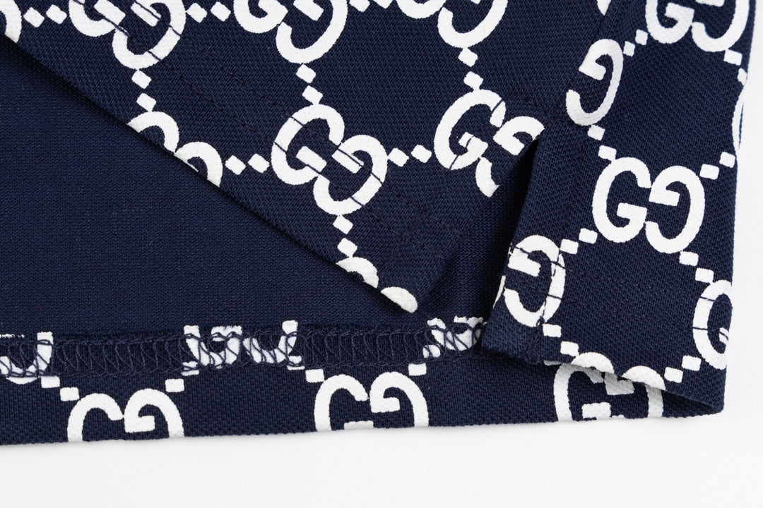 GUCCI 2024 Spring/Summer Double-G Monogram Stripe Panel Retro-Inspired Polo Shirt White M-3XL