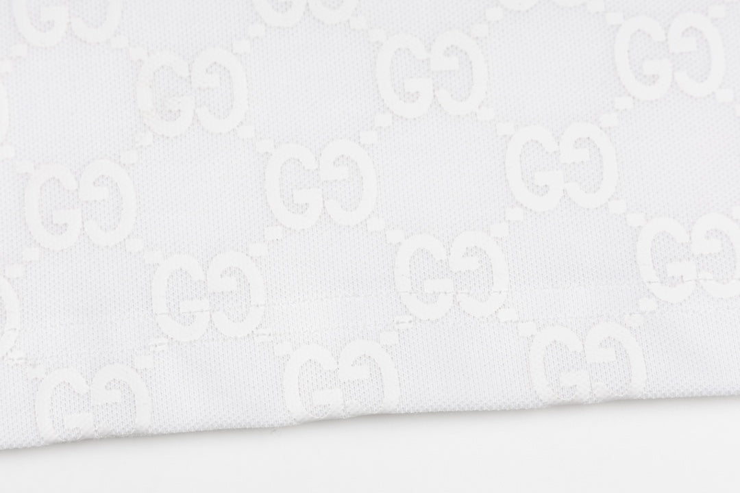 GUCCI 2024 Spring/Summer Double-G Monogram Stripe Panel Retro-Inspired Polo Shirt White M-3XL