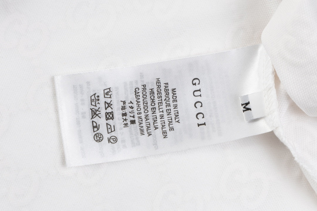 GUCCI 2024 Spring/Summer Double-G Monogram Stripe Panel Retro-Inspired Polo Shirt White M-3XL
