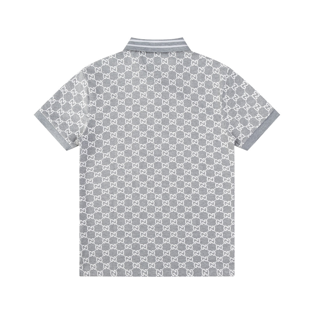 GUCCI 2024 Spring/Summer Double-G Monogram Stripe Panel Retro-Inspired Polo Shirt White M-3XL