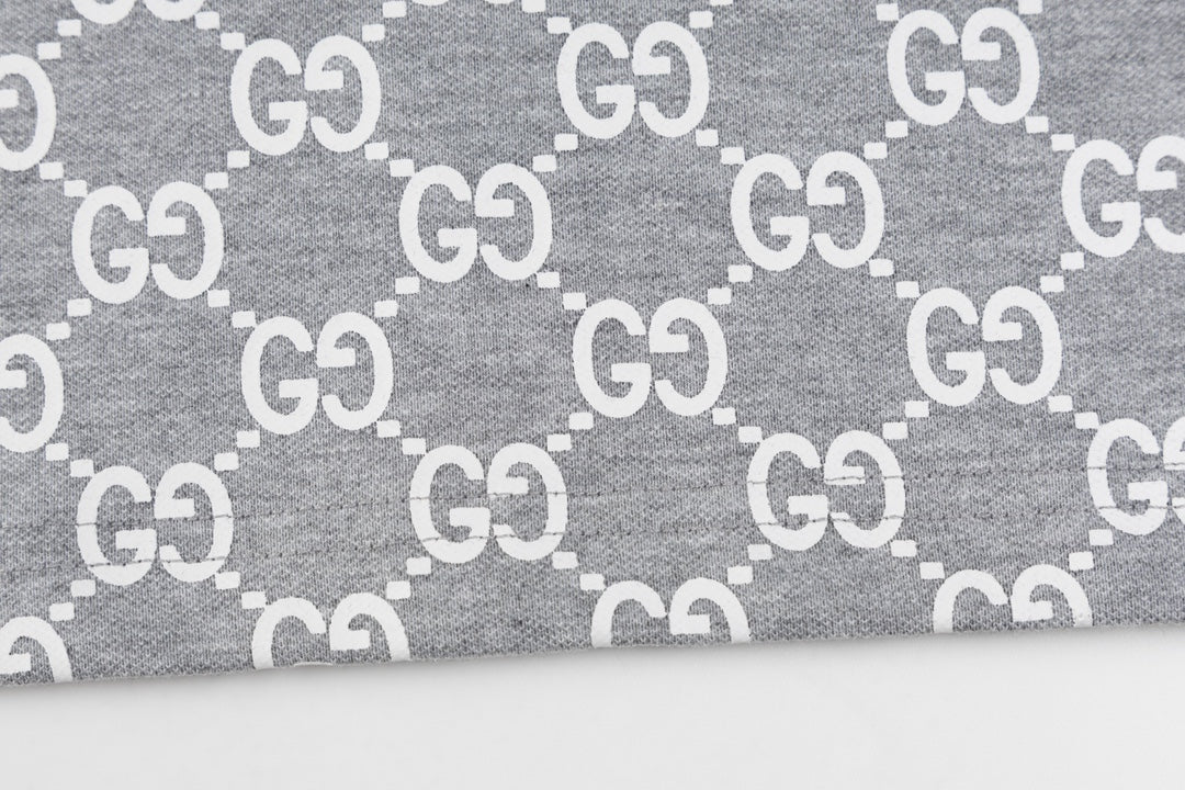 GUCCI 2024 Spring/Summer Double-G Monogram Stripe Panel Retro-Inspired Polo Shirt White M-3XL