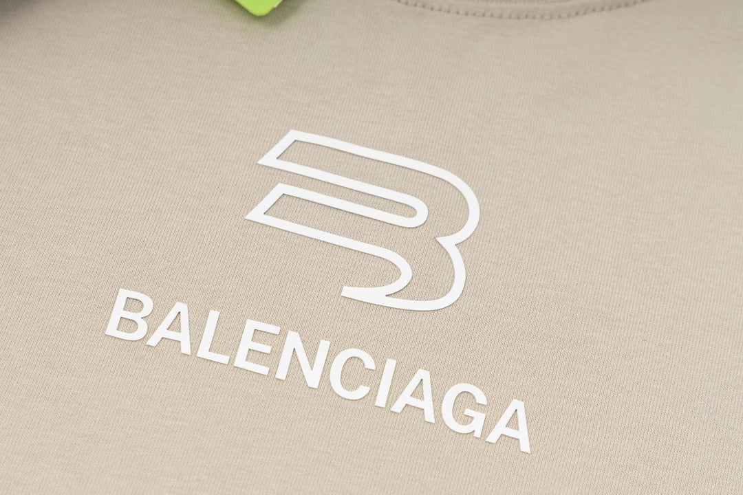 BALENCIAGA 2024 SS Logo Drip Print T-Shirt with Gift Box - Sky Blue / Grey Blue / Beige - Unisex - XS / S / M / L