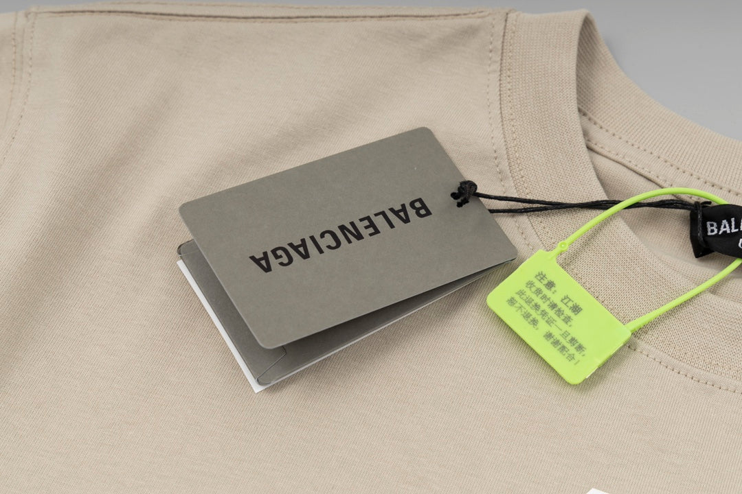 BALENCIAGA 2024 SS Logo Drip Print T-Shirt with Gift Box - Sky Blue / Grey Blue / Beige - Unisex - XS / S / M / L