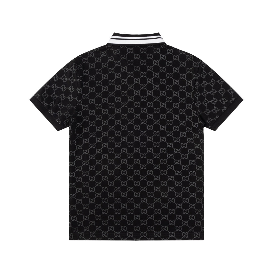 GUCCI 2024 Spring/Summer Double-G Monogram Stripe Panel Retro-Inspired Polo Shirt White M-3XL
