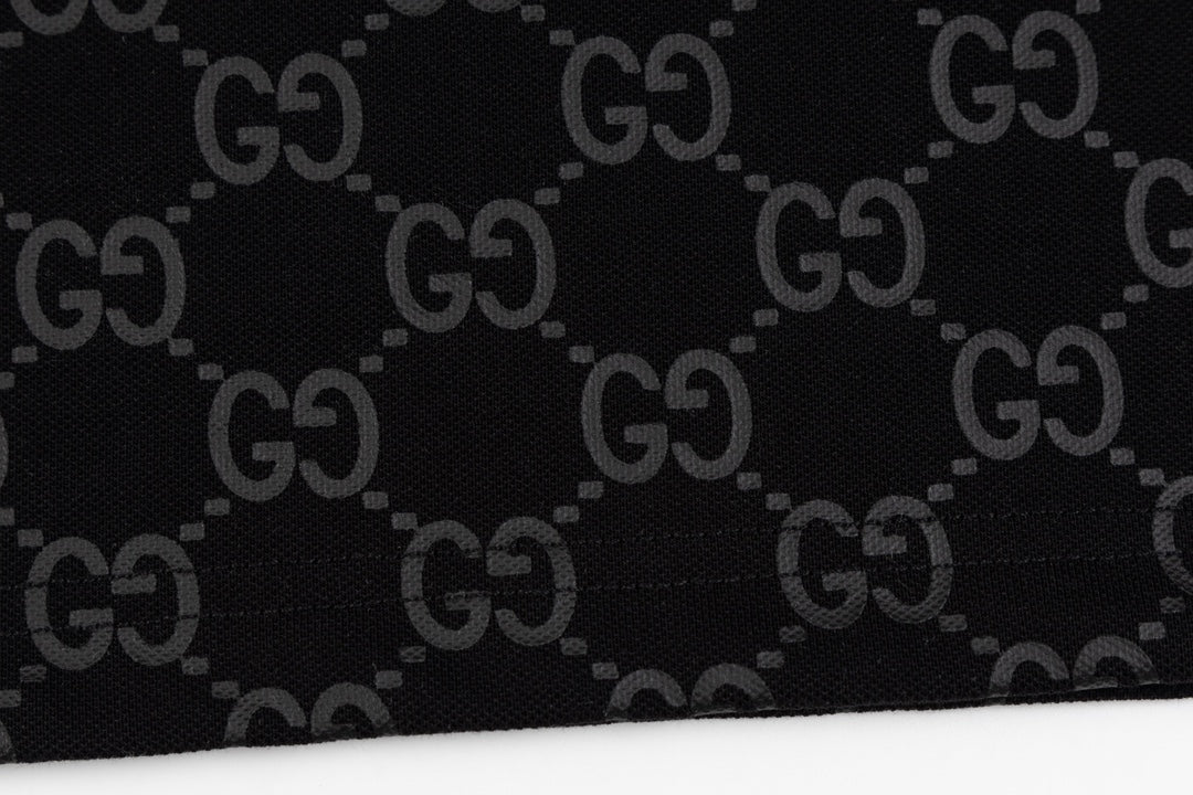 GUCCI 2024 Spring/Summer Double-G Monogram Stripe Panel Retro-Inspired Polo Shirt White M-3XL