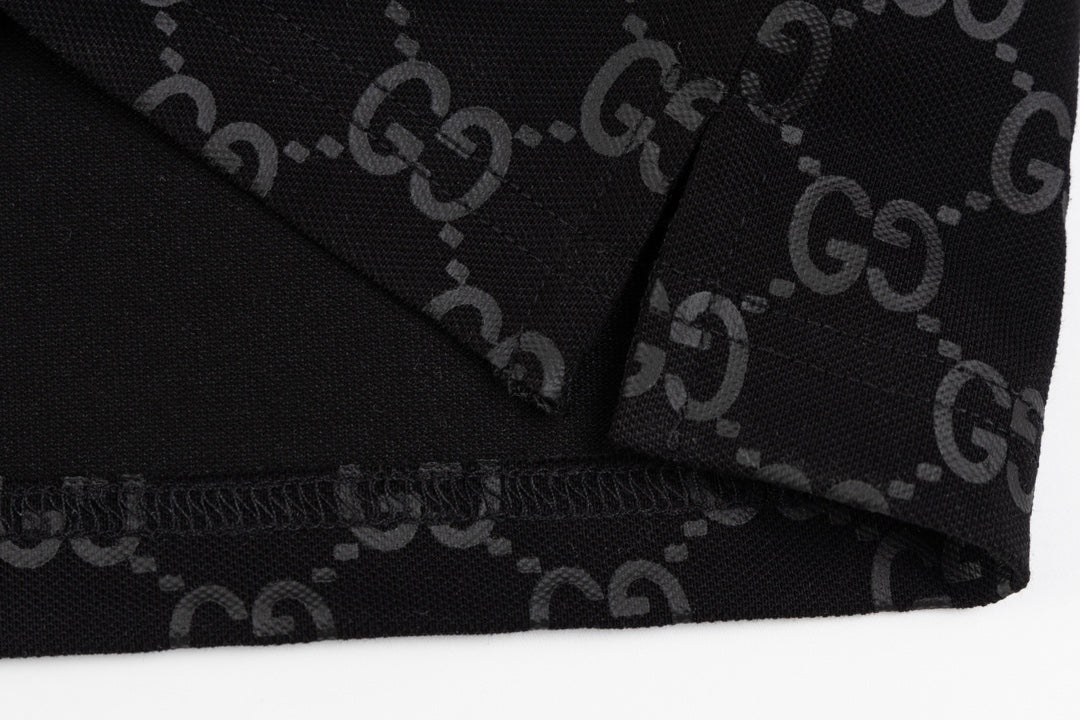 GUCCI 2024 Spring/Summer Double-G Monogram Stripe Panel Retro-Inspired Polo Shirt White M-3XL