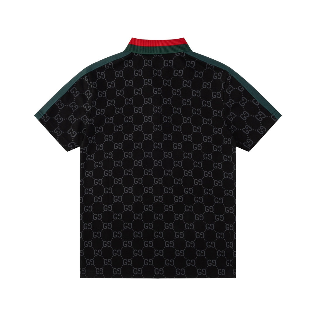 GUCCI 2024 Spring/Summer Double-G Monogram Stripe Panel Retro-Inspired Polo Shirt White M-3XL