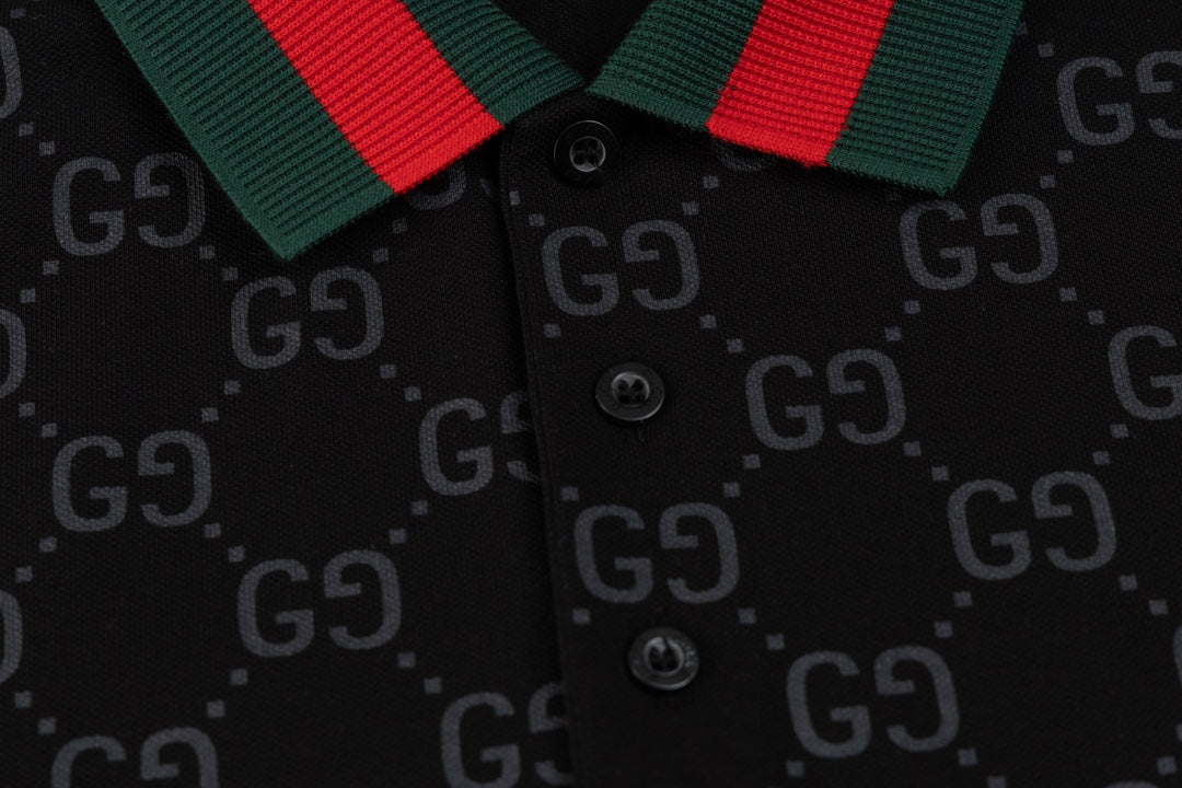 GUCCI 2024 Spring/Summer Double-G Monogram Stripe Panel Retro-Inspired Polo Shirt White M-3XL