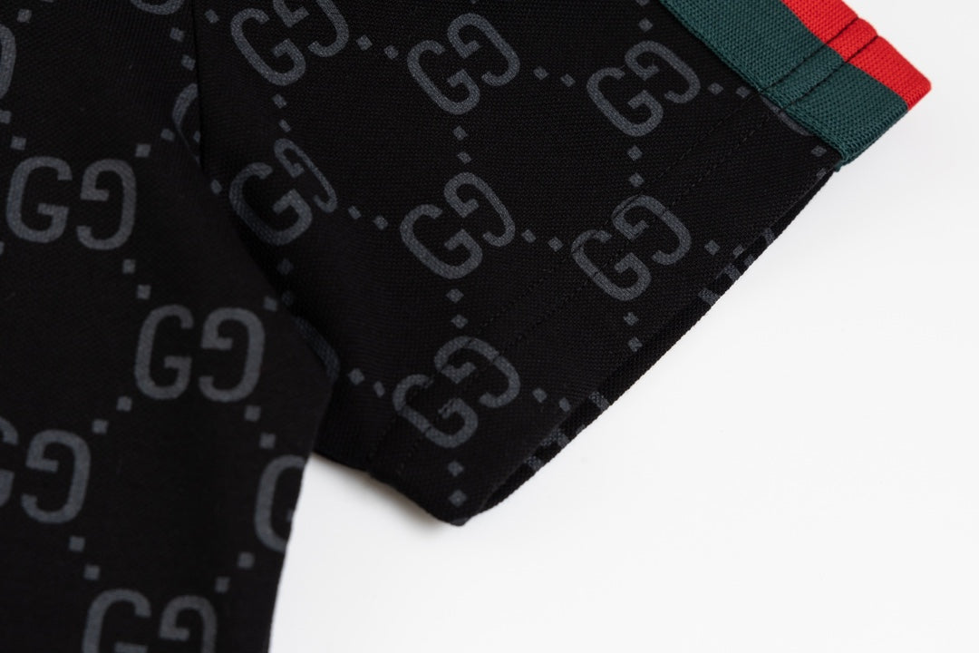 GUCCI 2024 Spring/Summer Double-G Monogram Stripe Panel Retro-Inspired Polo Shirt White M-3XL