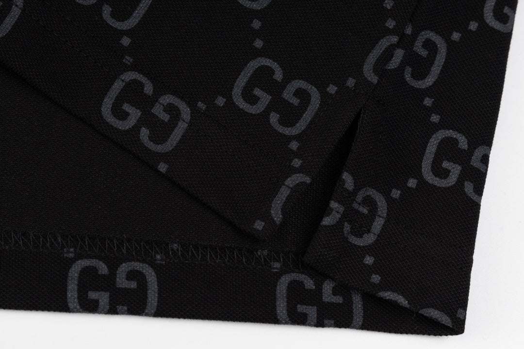 GUCCI 2024 Spring/Summer Double-G Monogram Stripe Panel Retro-Inspired Polo Shirt White M-3XL