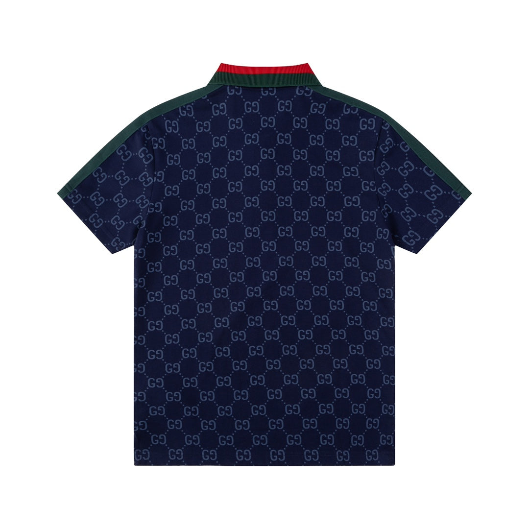GUCCI 2024 Spring/Summer Double-G Monogram Stripe Panel Retro-Inspired Polo Shirt White M-3XL