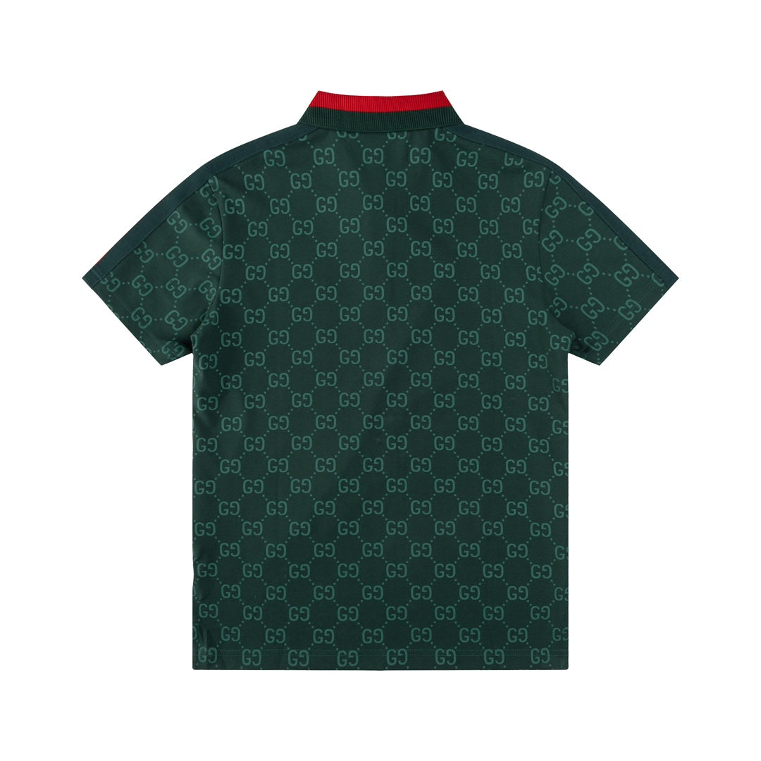 GUCCI 2024 Spring/Summer Double-G Monogram Stripe Panel Retro-Inspired Polo Shirt White M-3XL