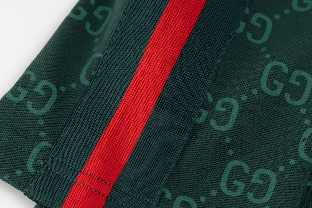 GUCCI 2024 Spring/Summer Double-G Monogram Stripe Panel Retro-Inspired Polo Shirt White M-3XL
