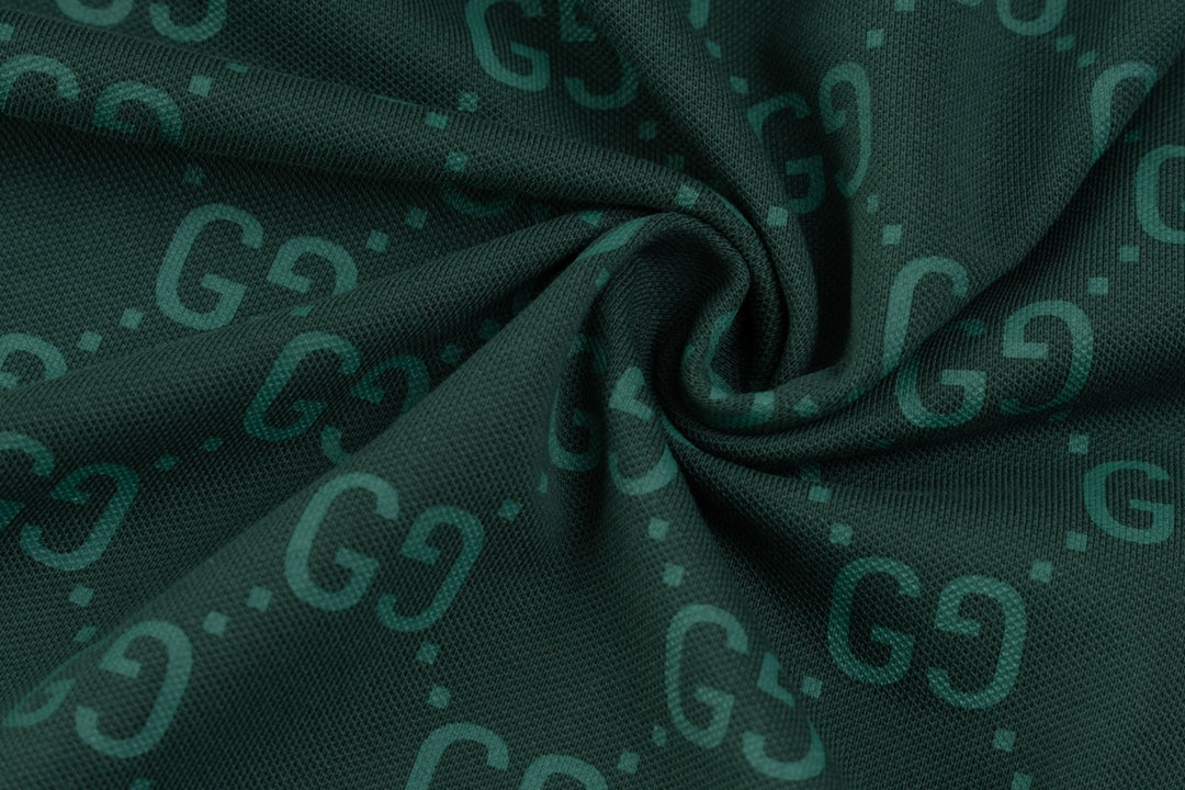 GUCCI 2024 Spring/Summer Double-G Monogram Stripe Panel Retro-Inspired Polo Shirt White M-3XL
