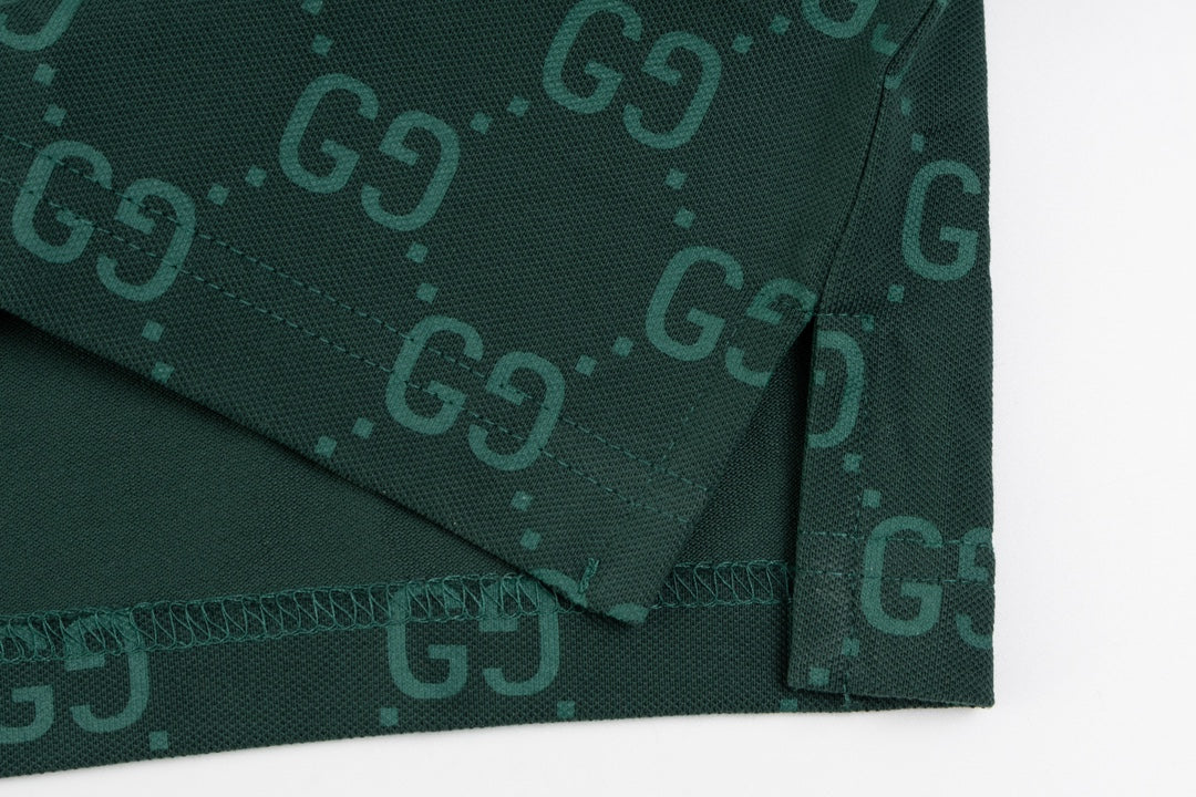 GUCCI 2024 Spring/Summer Double-G Monogram Stripe Panel Retro-Inspired Polo Shirt White M-3XL