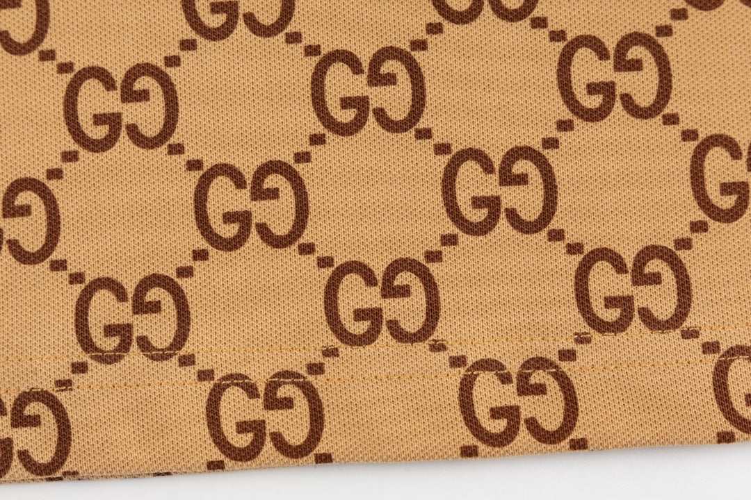 GUCCI 2024 Spring/Summer Double-G Monogram Stripe Panel Retro-Inspired Polo Shirt White M-3XL