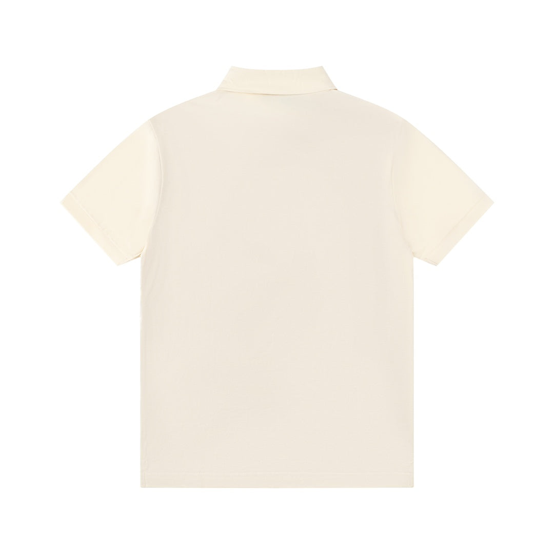 GUCCI 2024 Spring/Summer Double-G Monogram Stripe Panel Retro-Inspired Polo Shirt White M-3XL