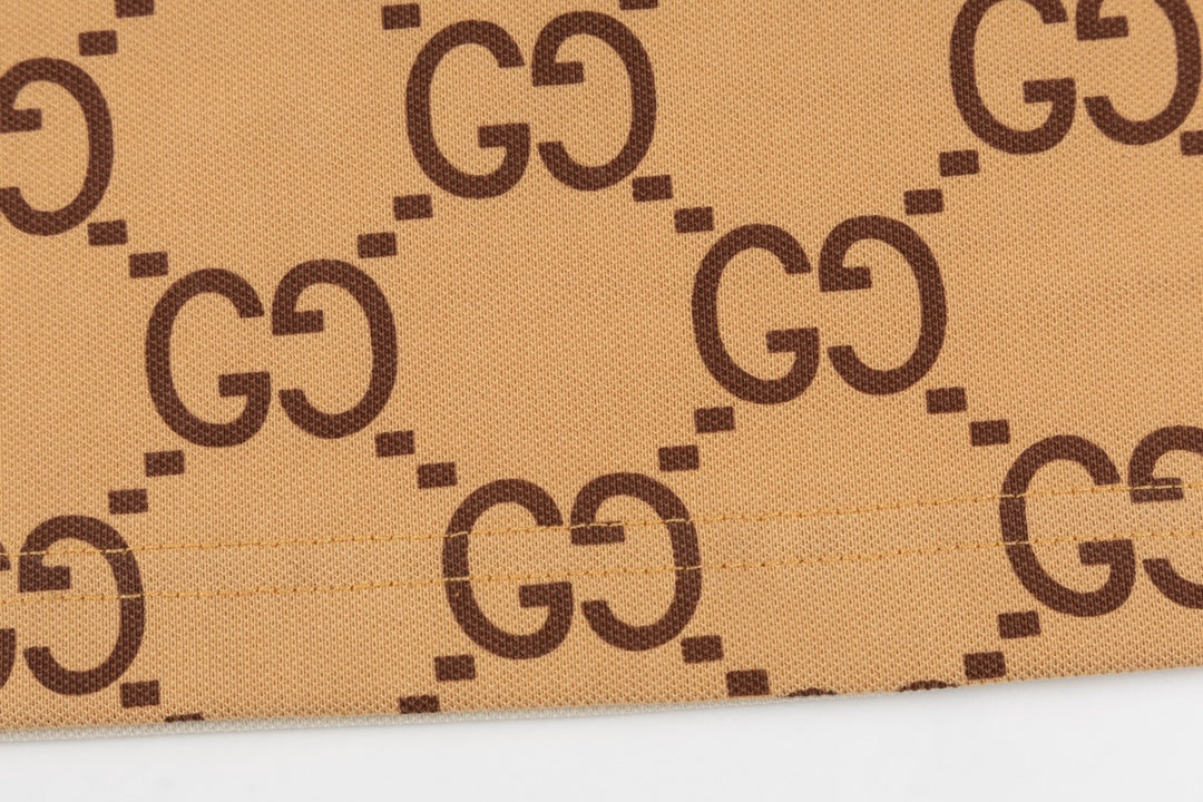 GUCCI 2024 Spring/Summer Double-G Monogram Stripe Panel Retro-Inspired Polo Shirt White M-3XL