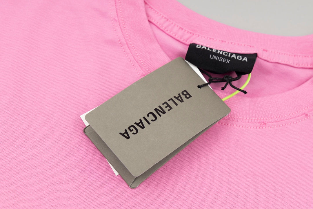 BALENCIAGA 2024 SS Logo Drip Print T-Shirt with Gift Box - Sky Blue / Grey Blue / Beige - Unisex - XS / S / M / L