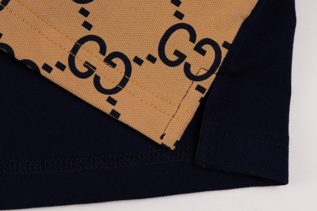 GUCCI 2024 Spring/Summer Double-G Monogram Stripe Panel Retro-Inspired Polo Shirt White M-3XL