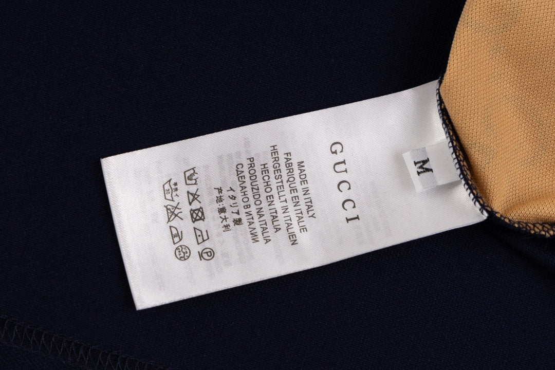 GUCCI 2024 Spring/Summer Double-G Monogram Stripe Panel Retro-Inspired Polo Shirt White M-3XL