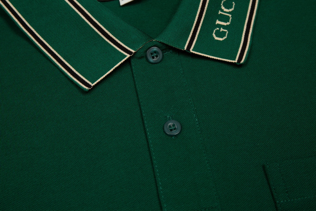 GUCCI 2024 Spring/Summer Contrast Panel Luxury Logo Polo Shirt Black M-3XL