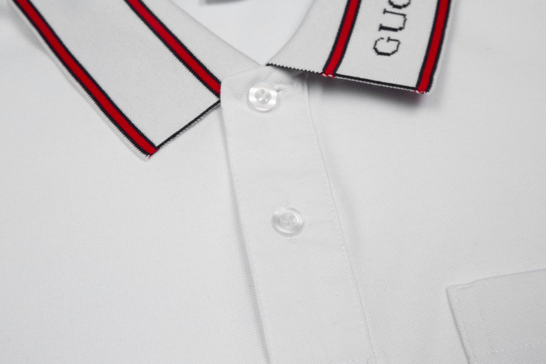 GUCCI 2024 Spring/Summer Contrast Panel Luxury Logo Polo Shirt Black M-3XL