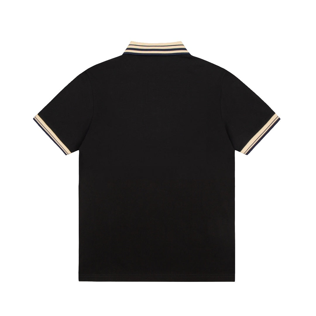 GUCCI 2024 Spring/Summer Contrast Panel Luxury Logo Polo Shirt Black M-3XL