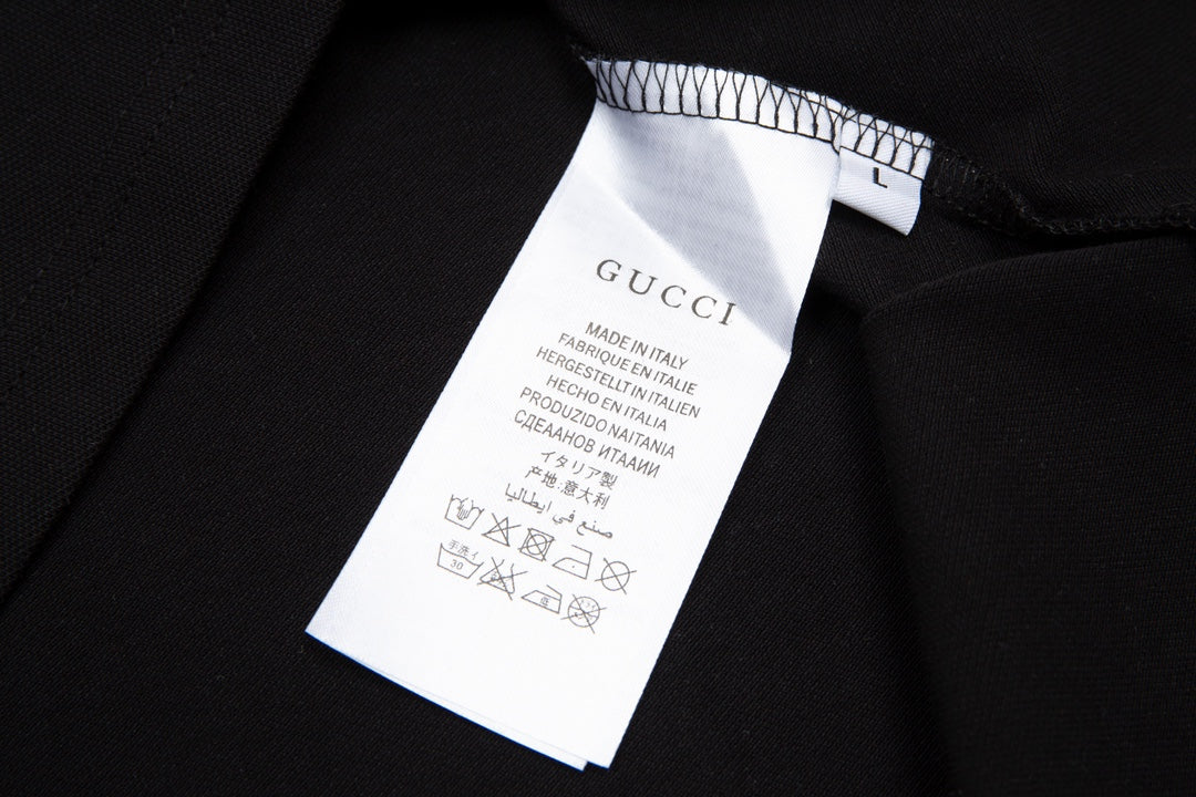 GUCCI 2024 Spring/Summer Contrast Panel Luxury Logo Polo Shirt Black M-3XL