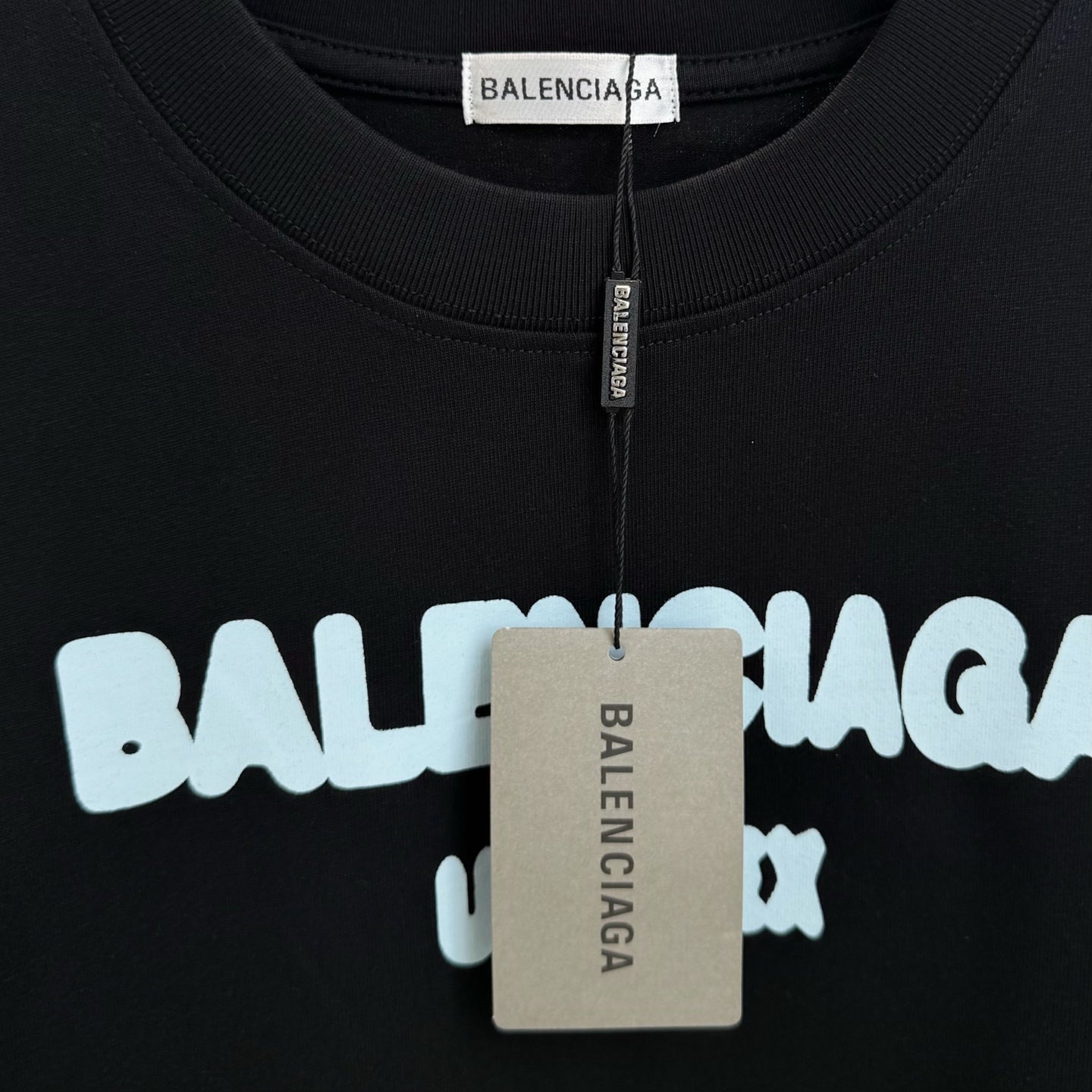 BALENCIAGA Striped Letter Logo Print Oversized T-Shirt - Black - Unisex - S / M / L / XL