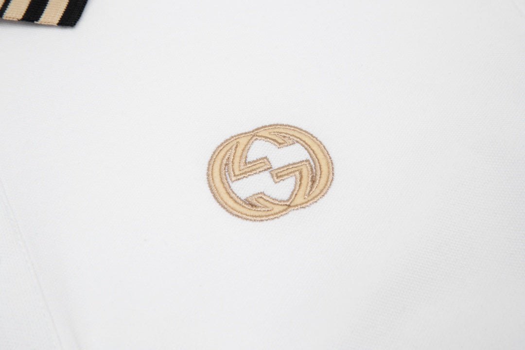 GUCCI 2024 Spring/Summer Contrast Panel Luxury Logo Polo Shirt Black M-3XL