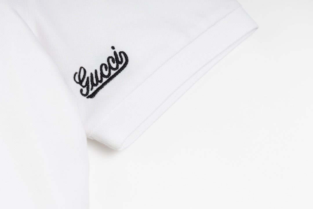 GUCCI 2024 Spring/Summer Contrast Panel Luxury Logo Polo Shirt Black M-3XL