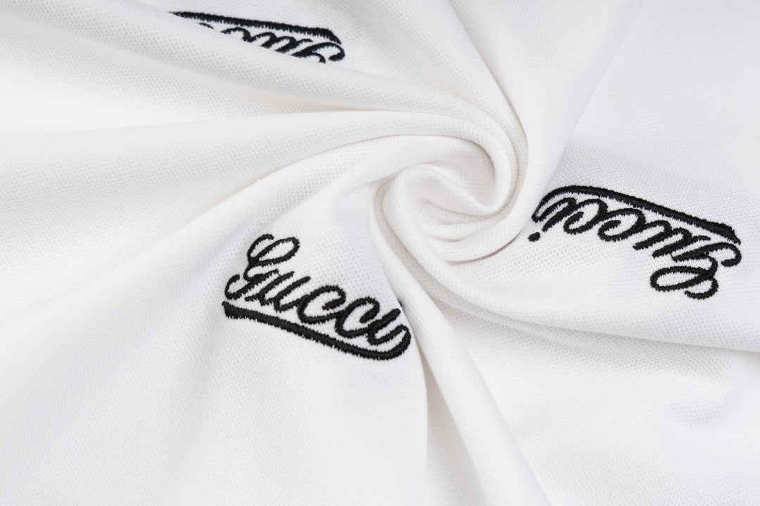 GUCCI 2024 Spring/Summer Contrast Panel Luxury Logo Polo Shirt Black M-3XL