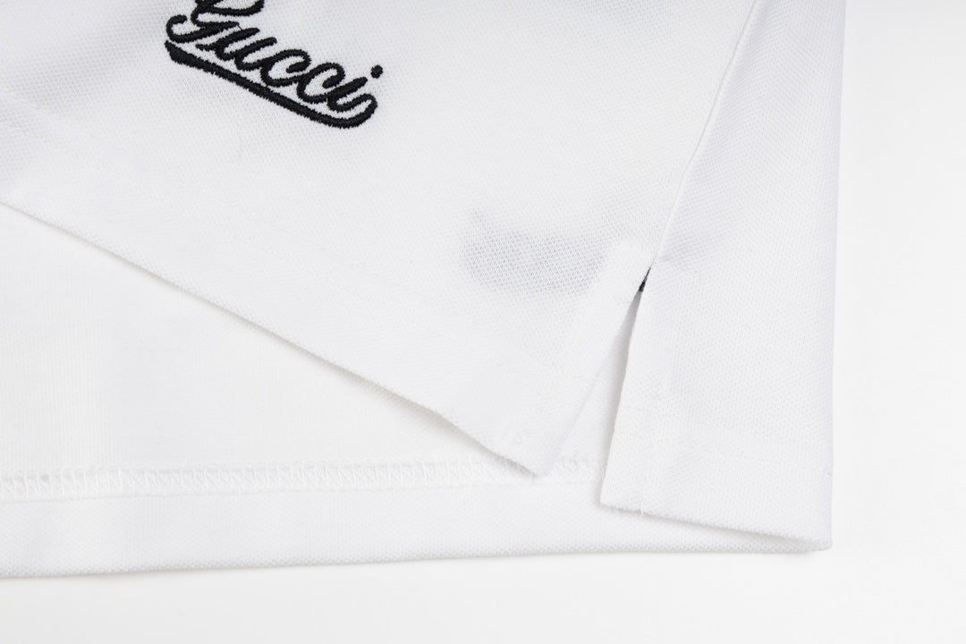 GUCCI 2024 Spring/Summer Contrast Panel Luxury Logo Polo Shirt Black M-3XL