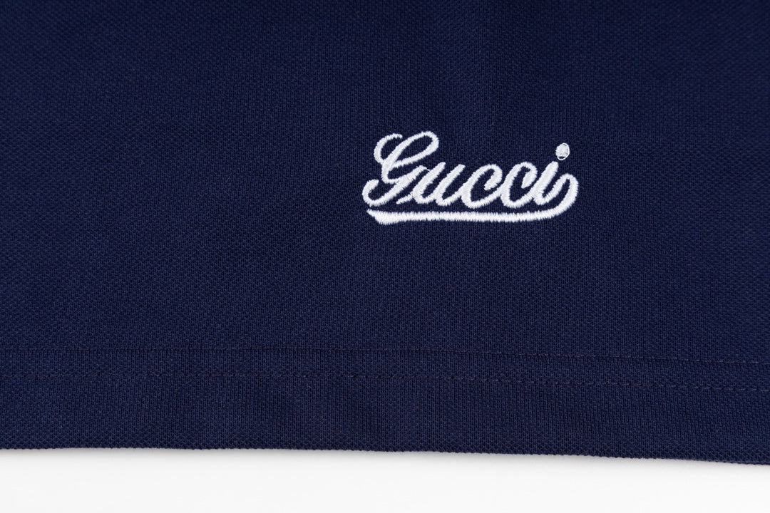 GUCCI 2024 Spring/Summer Contrast Panel Luxury Logo Polo Shirt Black M-3XL