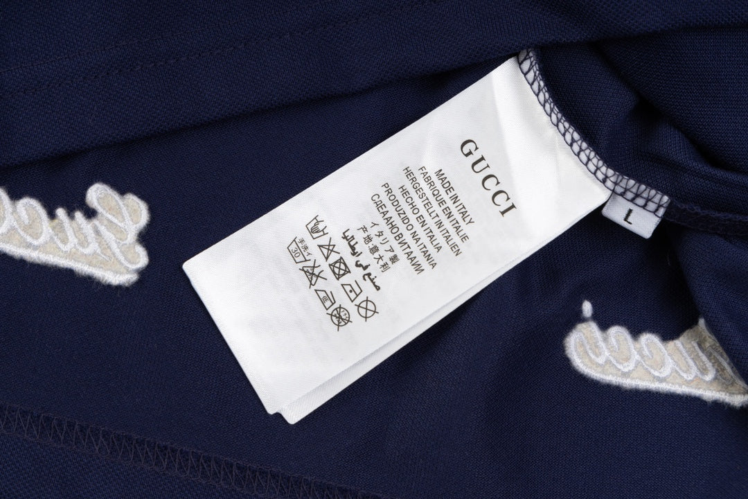 GUCCI 2024 Spring/Summer Contrast Panel Luxury Logo Polo Shirt Black M-3XL