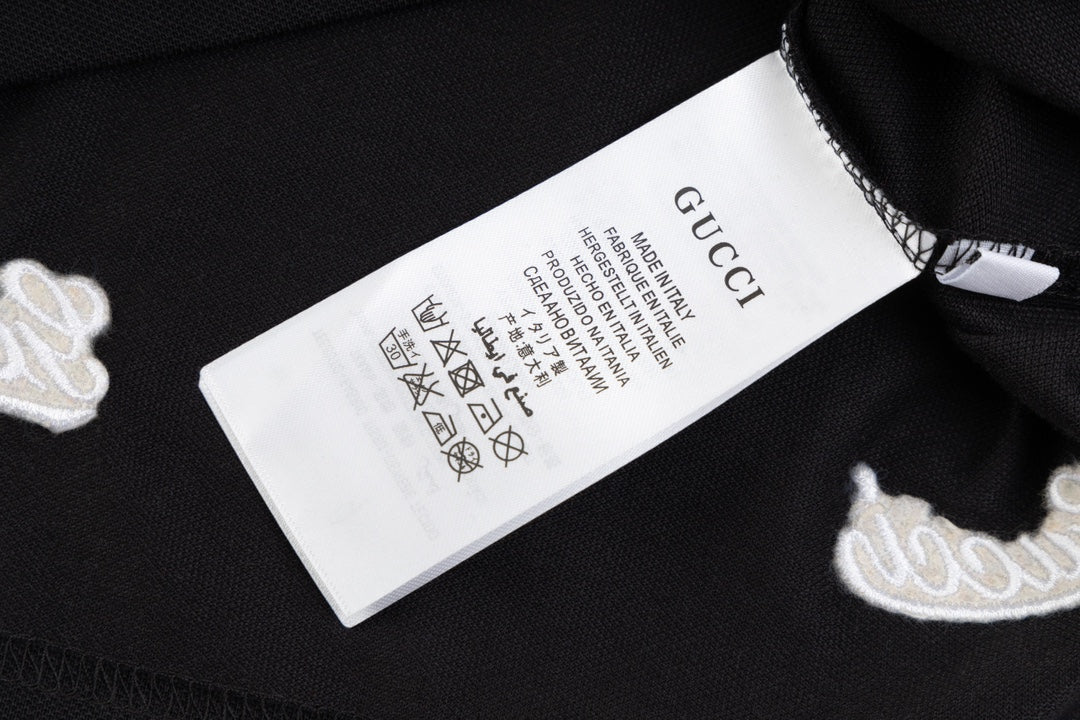 GUCCI 2024 Spring/Summer Contrast Panel Luxury Logo Polo Shirt Black M-3XL