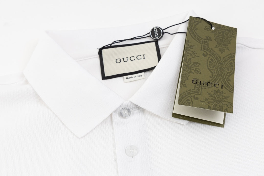 GUCCI 2024 Spring/Summer Contrast Panel Luxury Logo Polo Shirt Black M-3XL