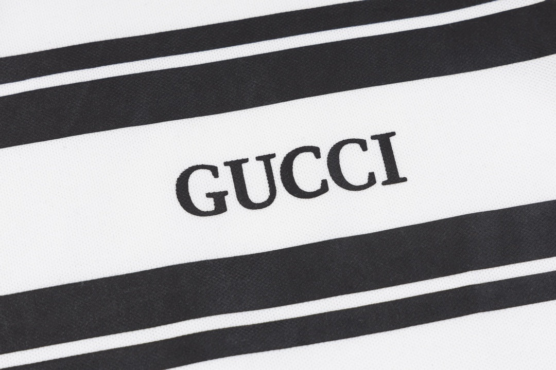 GUCCI 2024 Spring/Summer Contrast Panel Luxury Logo Polo Shirt Black M-3XL